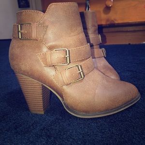 Brown heeled booties